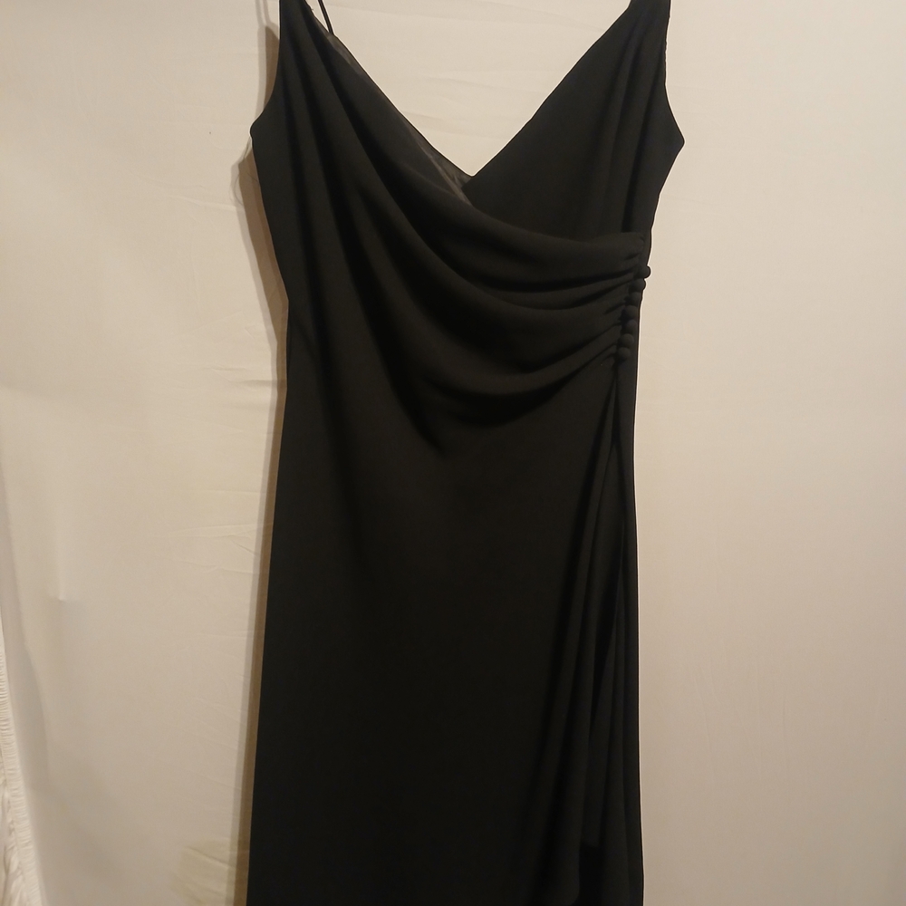 Jones Wear Size 6 Sleeveless Polyester Midi Black Dress--B06